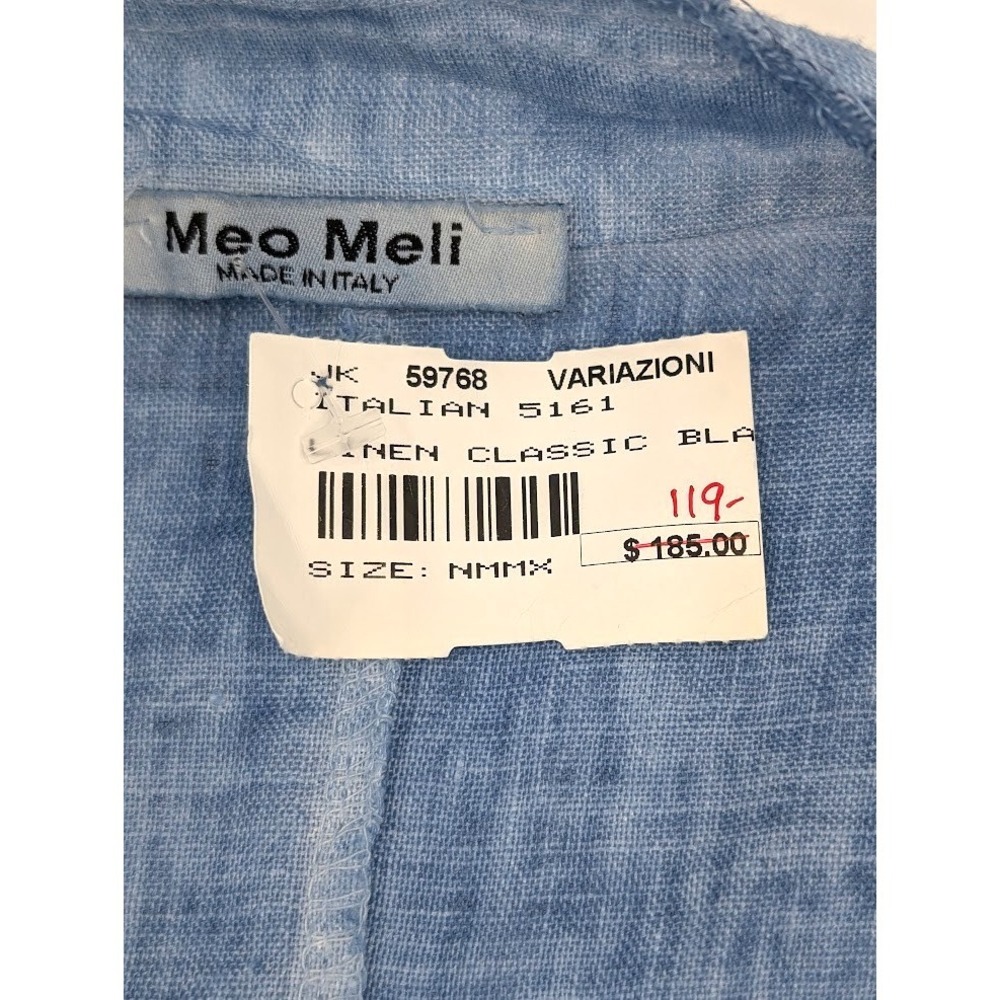 MEO MELI 100% Linen Jacket Blazer Womens S/M Blue Coastal Minimalist Lagenlook - Picture 4 of 16